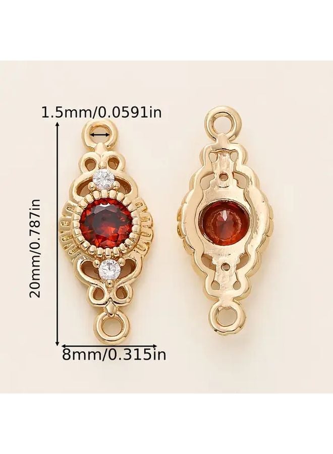 Golden Orange 18K Gold Plated Brass Floral Pendants With Gemstone Settings For DIY Jewelry Making - Image 4